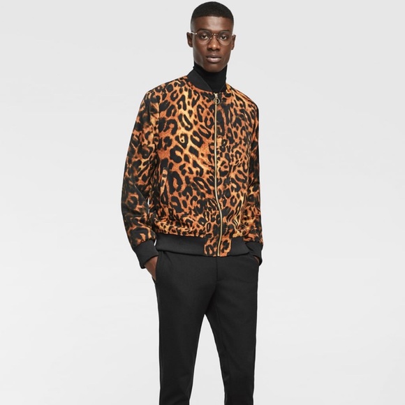 leopard bomber jacket mens